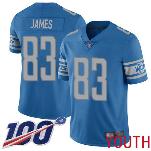 Detroit Lions Limited Blue Youth Jesse James Home Jersey NFL Football #83 100th Season Vapor Untouchable->youth nfl jersey->Youth Jersey